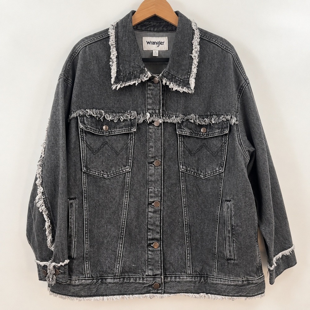 Wrangler Western Boho Denim Jacket Womens XL Acid Wash Coastal Cowgirl NWT